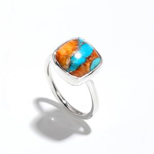 Oyster <b>Turquoise</b> <b>Ring</b> 925 Sterling Silver Cushion Gemstone Handmade Luxury Jewelry Women February Birthstone Gift Silver Plated - Product Image 4