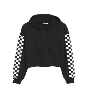 Women's Autumn <b>Winter</b> Breathable Embroidered Hooded Crop <b>Top</b> with Custom Logo Knitted Fabric Multi-Color - Product Image 3