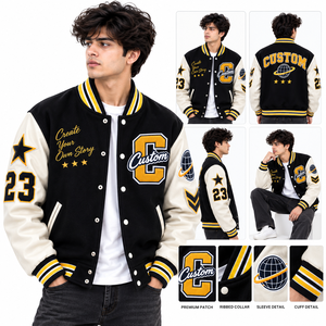 Chaqueta Varsity de Béisbol Personalizada con Bordado Chenille, Estilo Vintage, para Hombre, Chaquetas Personalizadas con Diseño de Collage - Product Image 4