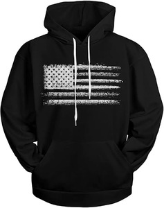 Sudadera con Capucha Personalizable para Hombre, Estilo Americano, Color Negro, Corte Regular, Algodón French Terry, Logotipo Frontal - Product Image 1