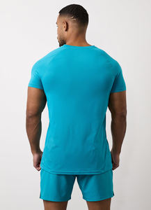 Ensemble t-shirt et short pour homme, gris foncé uni, léger, respirant, décontracté, tenue deux pièces, vêtements de sport et de fitness - Product Image 5