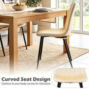 Ensemble de 4 chaises de salle à manger rembourrées de style moderne du milieu du siècle, avec assise incurvée en mousse haute résilience et structure robuste en métal en forme de X - Product Image 4