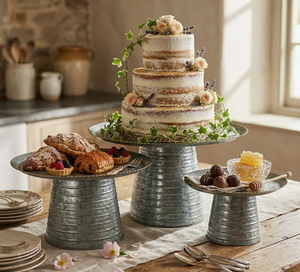 Base para Pastel Galvanizada de Zinc Estilo Rústico con Base Corrugada para Panadería y Eventos - ¡Oferta! - Product Image 6