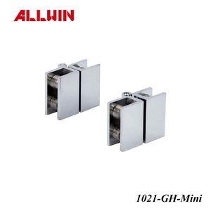 180 Degree Solid Brass Glass Door Hinge with Modern Design for 1/4" to 5/16" Glass Polished Chrome - Product Image 4