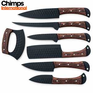Ensemble de couteaux de cuisine de haute qualité faits à la main, 7 pièces, lame en acier inoxydable J2, manche en bois de noyer, couteau de chef, couteau Ulu - Product Image 4