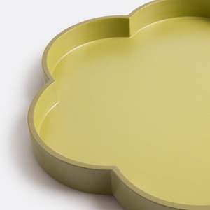 Plateau décoratif festonné en laque florale écologique, jaune, pour la maison, organisateur de table, vente en gros, lot cadeau B2B - Product Image 2