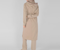 Nouveau service OEM personnalisé : Ensemble de survêtement islamique modeste pour femme, long et élégant, avec fermeture éclair, capuche et poches, deux pièces, respirant