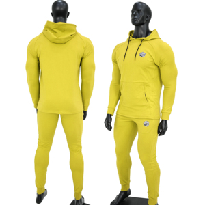 Traje de entrenamiento de gimnasio de compresión para deportes de invierno para hombre, chándales informales para correr, cuello con capucha, traje de patrón sólido, ropa - Product Image 4
