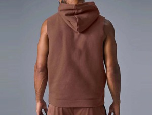 Hoodie de sport sans manches pour homme, léger, respirant, en jersey, coupe classique, polyester/coton, vêtements de sport d'été - Product Image 4
