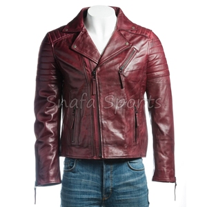 Motorcycle Style <b>Men</b> <b>Leather</b> <b>Jacket</b> Factory Price Real Genuine Cowhide Solid Color Outdoor <b>Leather</b> <b>Jackets</b> - Product Image 2