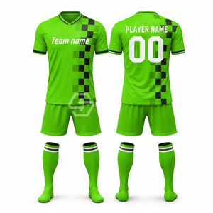Camiseta de Fútbol Sublimada Personalizada con Cuello en V, Tirantes en T, Malla Transpirable, Manga Corta, Números Verdes del Equipo, 100% Poliéster, Absorbe la Humedad, para Adultos - Product Image 2
