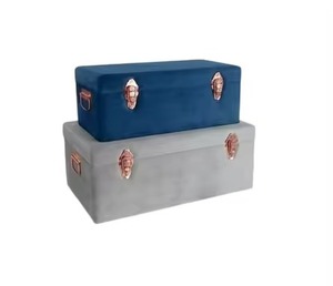 Set of 2 Cream Ivory Metal <b>Storage</b> Trunk Set <b>Decorative</b> Memory Keepsake <b>Storage</b> Chest <b>Box</b> with Rose Gold Locks <b>for</b> Wedding Gift - Product Image 5