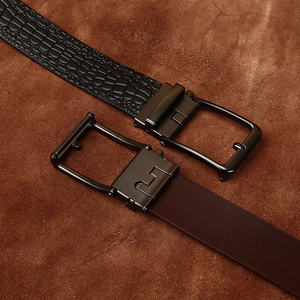 Cinturón de Cuero Negro con Grabado de Patrones de Cocodrilo, Hebilla Automática, Cinturón Formal de Negocios para Hombre - Product Image 4