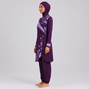 Modest Burkini Set for Women Comfortable Casual Muslim Swimwear with Full Coverage Long Sleeve <b>Top</b> Swim Pants Modest Burkini Set - Product Image 5