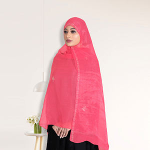 Hiyab Islámico de Chifón Suave con Detalles de Piedras Brillantes, Largo, Transpirable, Ligero, para Oración y Uso Diario - Product Image 5