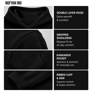 เสื้อฮู้ดผู้ชาย Nofyan ทรงโอเวอร์ไซส์ สวมใส่สบาย แขนยาว ผ้าฝ้าย 100% แห้งเร็ว ระบายอากาศดี แฟชั่นฤดูหนาว อุ่นสบาย เหมาะสำหรับกิจกรรมกลางแจ้ง - Product Image 3