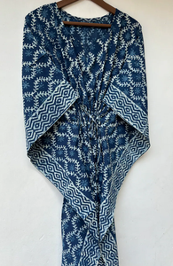 Nouveau Kaftan Indien Évasé à Col en V et Cordon de Serrage, Imprimé Animal, en Coton Doux, Longueur Intégrale, avec Dentelle, pour Plage et Demoiselle d'honneur, pour Femme - Product Image 3