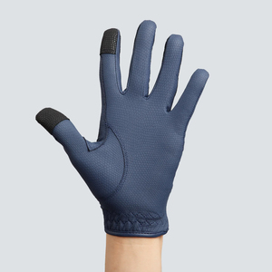 Premium Quality Unisex Adult Navy Blue <b>Equestrian</b> Horse Riding Gloves Touchscreen Compatible Waterproof Adjustable Wrist Strap - Product Image 2