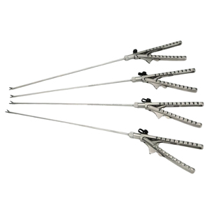 คีมจับเข็มแบบ Laparoscopic J&J ชนิดตรงและโค้ง ปรับตำแหน่งปากคีมอัตโนมัติ ใช้ซ้ำได้ ผลิตจากสแตนเลส สำหรับการผ่าตัดในโรงพยาบาล - Product Image 1