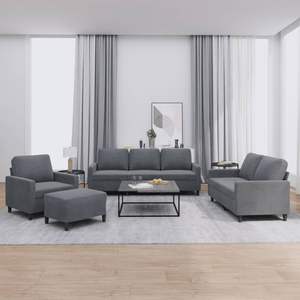 Juego de Sofás de Terciopelo Gris Oscuro 100% Poliéster para Sala de Estar con Textilene Metálico y Madera Contrachapada - Product Image 1