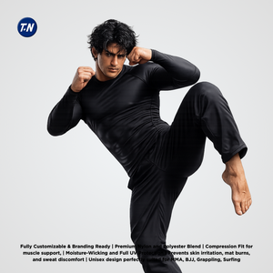 Unisex Adult Ergonomic Anti-Microbial Anti-UV Compression Rashguard Gym Polyester/Spandex 220g <b>Heat</b>-Transfer Printed on <b>Back</b> - Product Image 5