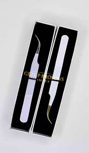 Pince à épiler pour extensions de cils, fine, à pointe de 90 degrés, antistatique, durable, avec revêtement en poudre bleu/blanc de qualité supérieure - Product Image 6