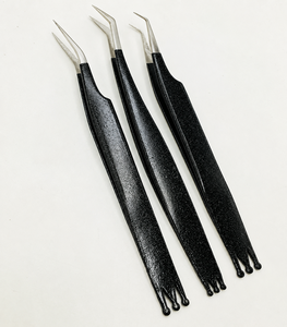 Ensemble de pinces à extensions de cils professionnelles en acier inoxydable à pointe lisse avec manche noir de qualité supérieure, 13 cm, 3 pièces, outils de précision pour les cils - Product Image 6