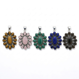 Pendentif en pierre précieuse Lapis Lazuli bleu naturel, argent sterling 925, fait main, motif floral, bijou tendance pour anniversaire - Product Image 5