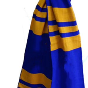 ชุดหมวกบีนนี่และผ้าพันคอสีน้ำเงินรอยัลลายทางทอง พรีเมียม สำหรับแฟนกีฬาชมรมหญิงชาวกรีก ชุดกันหนาวสำหรับโรงเรียนและมหาวิทยาลัย - Product Image 6