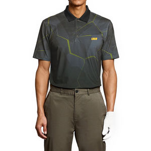 Polo Premium con Diseño Geométrico para Golf, Color Negro Jet, Transpirable, Elástico, Informal, para Hombre, con Opción de Logotipo Personalizado - Product Image 1