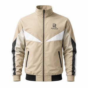 Unisex Letterman Color Blocking <b>Racer</b> <b>Jacket</b> Front Stand Collar Covered Button Breathable Eco-Friendly Quick Dry Polyester - Product Image 1