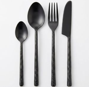 Hand Forged Handle Matte Black Cutlery <b>Flatware</b> Set Of 4 Premium Luxury Cutlery Set Durable Stainless Steel Dishwasher Safe - Product Image 1