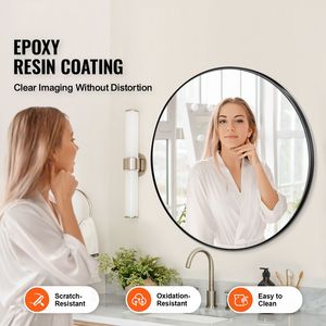 Specchio da Bagno da Parete da 30 Pollici con Cornice in Lega di Alluminio Spessa 0,15 mm, Antiesplosione e Antigraffio - Product Image 5