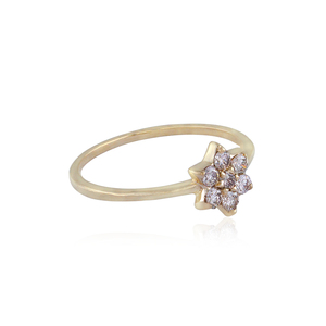 Anillo de banda hecho a mano en oro amarillo de 14k con forma floral de diamante natural, joyería fina al por mayor, anillo de regalo de aniversario para ella. - Product Image 4