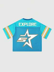 American Football Jersey Oversized Mesh Custom Graphic <b>Top</b> Y2K Aesthetic Streetwear Women's <b>Crop</b> Style Football Jersey Bulk - Product Image 2