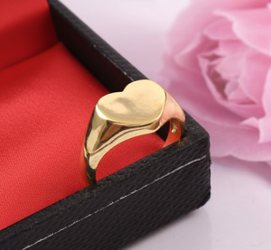 Bague ajustable classique en argent sterling 925 plaqué or avec motif cœur pour femme, sans nickel - Product Image 3