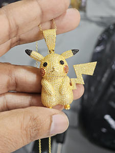 Pendentif en forme de canard et de Pikachu en diamant moissanite, style hip-hop personnalisé, en argent sterling 925, cadeau - Product Image 3