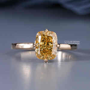 Fancy Yellow <b>Cushion</b> & Round Lab Grown Diamond <b>Ring</b> S925 Silver Yellow Gold Luxury 13 Piece 2.23ct EF Clarity Gift for Women - Product Image 4