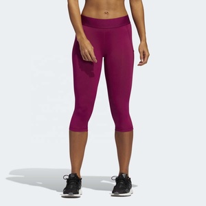 Women's Mid Waist Capri Fitness Gym <b>Leggings</b> <b>with</b> <b>Pockets</b> Spandex/Polyester Four-Way Stretch & Eco-Friendly - Product Image 1