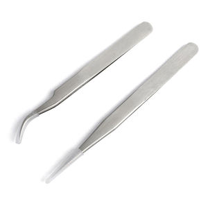 Tweezers Volume Lash Tweezers Professional Stainless Steel Curved L Angled Pointer Tips Eyelash <b>Extension</b> Volume Tweezers - Product Image 1