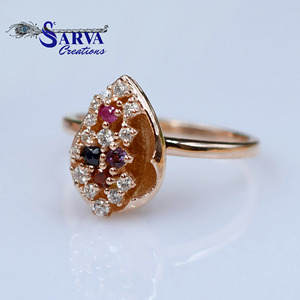 Natural Multi Gemstone Ruby Blue Sapphire Amethyst <b>Garnet</b> <b>Ring</b> 925 Sterling <b>Silver</b> Zirconia Cluster Cocktail <b>Ring</b> Elegant - Product Image 6