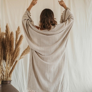 Robe Kimono Cardigan pour Femme, Cape Tribal Ibiza, Robe Bohème, Robe de Plage en Coton Brut, Cache-maillot de Bain, à Prix de Gros - Product Image 2