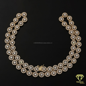 Collier classique en argent sterling 925 avec des pierres de diamants de laboratoire radieuses en or, idéal pour la bijouterie - Product Image 2