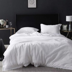Juego de Edredón de Lino Gris con Volantes y Fundas de Almohada, Juego de Ropa de Cama Moderna para el Hogar y el Dormitorio - Product Image 4