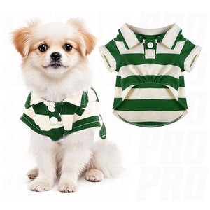 Camisa Polo para Perro con Cuello a Rayas, Ropa para Cachorros, Prenda de Verano con Botones, Ropa para Mascotas Transpirable, Ligera, Suave y Cómoda - Product Image 1