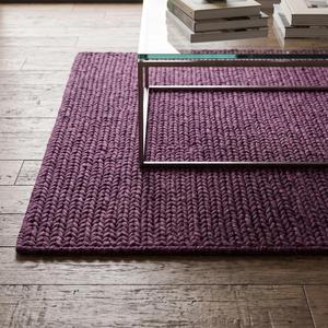 Elegante Alfombra de Lana de Color Morado Sólido, Tejida a Mano con Textura de Bucle, Diseño Decorativo Moderno para Sala de Estar y Dormitorio - Product Image 2