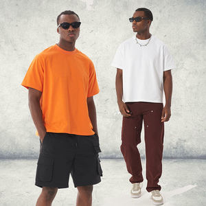 Relaxed Oversized T-<b>Shirt</b> <b>Orange</b> Cotton Drop Shoulder Crewneck Boxy Fit Short Sleeve Streetwear Casual Tee Custom Logo OEM DDP - Product Image 3