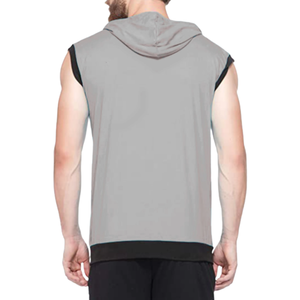 Hoodie sans manches zippé brodé en molleton épais gris 100 % coton, coupe ajustée, sur mesure pour homme, idéal pour l'hiver et la gym - Product Image 2