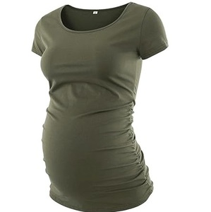 Camiseta de Maternidad de Manga Corta de Color Sólido, Corte Ajustado para Mamá, Ropa de Verano para Mujeres y Niñas, Camiseta de Maternidad para Lactancia - Product Image 1