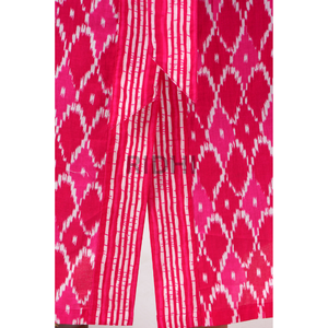Bata de Baño Kimono para Mujer 100% Algodón Puro, Estampado Floral Ikat Rosa sin Costuras de Ridhi's, Transpirable para Primavera y Otoño - Product Image 6